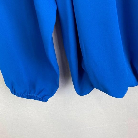 ALFANI Blue V - Neck Lace Detail Blouse NWT - Picture 4 of 8